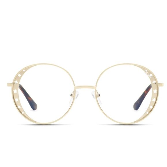 💕QUAY💕 Seeing Stars Sunglasses Gold/Clear Blue Light NWT Gradient Round UV - Picture 6 of 9